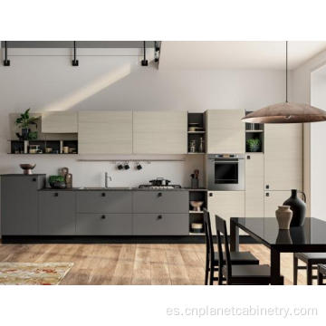 Gabinete de cocina RTA de laca de madera gris personalizada